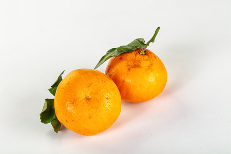 Sweet citrus tropical fruit with leavesの写真素材