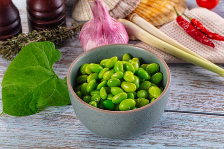 Asian Edamame beans in the bowlの写真素材