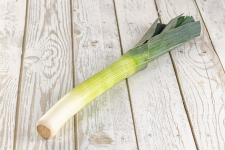 Raw ripe green leek onion for culinary