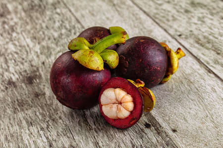 Juicy exotic sweet ripe mangosteen fruitの写真素材