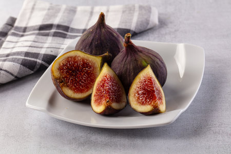 Ripe juicy sweet purple fig fruit