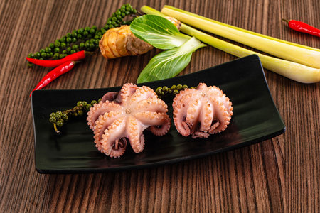 Gourmet Boiled wild octopus in the bowlの写真素材