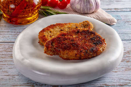 Breaded meat fillet escalope fried schnitzel