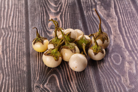 Raw white small asian baby eggplantの写真素材