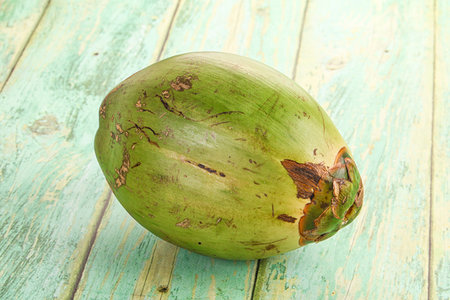 Fresh green tropical juicy sweet coconut