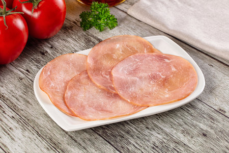 Smoked pork tenderloin fillet slices appetizer