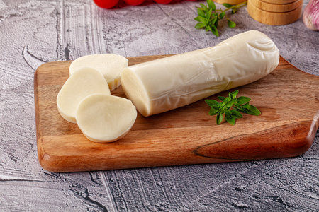 Italian dairy product - mozzarella cheese with slices