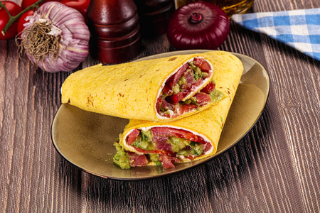 Burrito with vegetables wrap rollの写真素材