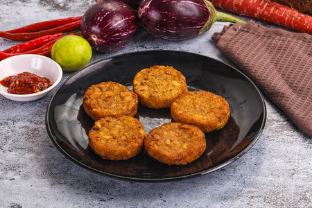 Fried potato crispy golden hash brown pancakeの写真素材