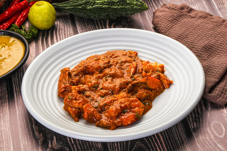 Indian cuisine - Prawns malabar masala with sauceの写真素材