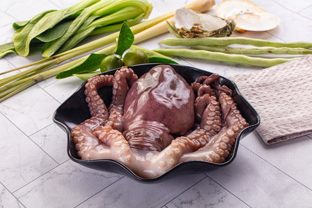Gourmet luxury raw wild octopus for cookingの写真素材