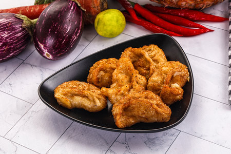 Tibetian traditional fried momo stuffed dumplingsの写真素材