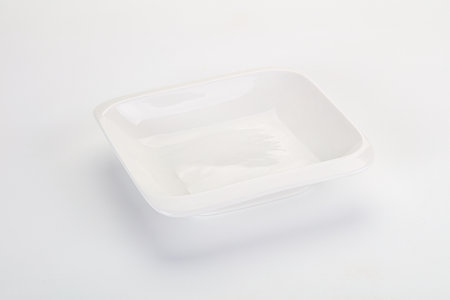 White ceramic empty clean dishwareの写真素材