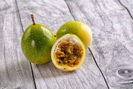 Sweet juice tropical exotic maracuya passion fruitの写真素材