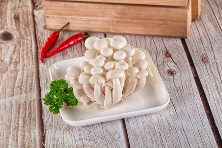 Raw asian mushrooms buna shimeji for cooking