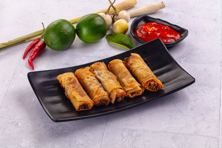 Stuffed Vietnamese Nem roll with meat and vegetables