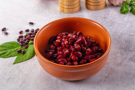 Tasty boiled red kidney beans in the bowlの写真素材