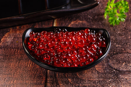 Salmon luxury red caviar in the bowl