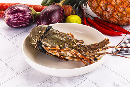 Raw wild fresh spiny lobster for cooking