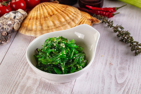 Japanese Chuka Wakame salad with sesame seedsの写真素材
