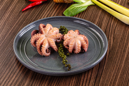 Gourmet Boiled wild octopus in the bowlの写真素材