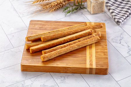 Baked Italian Grissini sticks heap for snack