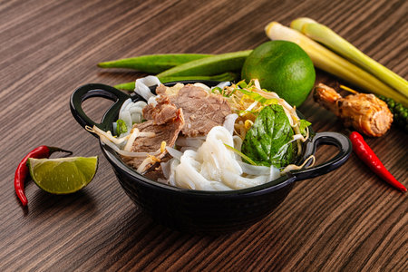 Vietnamese traditional pho bo soup with beef