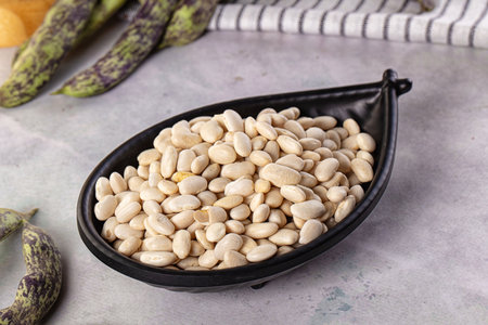 Raw dry white beans kidney heap