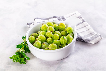 Ripe sweet juicy green gooseberry heapの写真素材