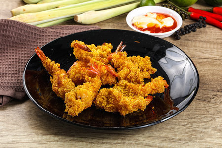 Golden deep prawn tempura snackの写真素材