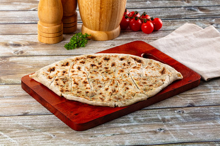Turkish Kutab staffed green herbs and spices