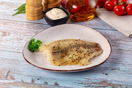 Steamed dietary tilapia fish fillet with spices