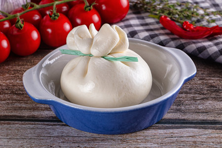 Fresh tasty burrata italian young cheese