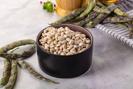 Raw dry white beans kidney heap
