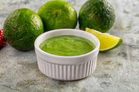 Lime green chili spicy sauce dipの写真素材