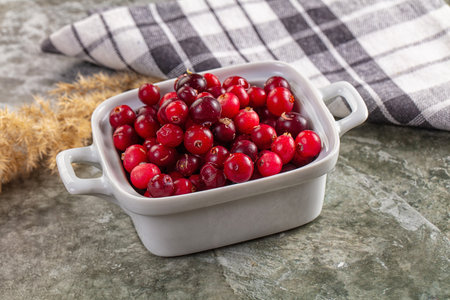 Sweet and sour fresh cranberry in the bowl