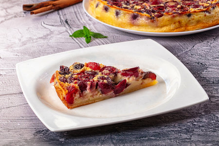 Crusty pie with fresh cherry dessertの写真素材