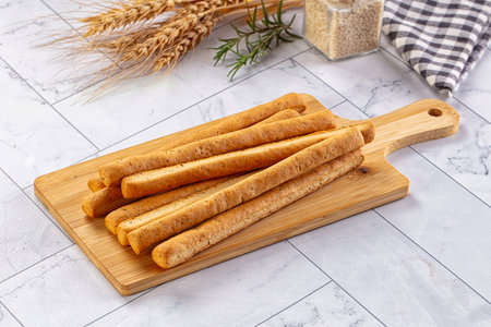 Baked Italian Grissini sticks heap for snack