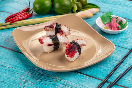 Japanese cuisine - sushi with wild octopusの写真素材