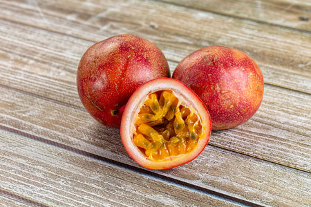 Ripe sweet juicy exotic maracuya passion fruit