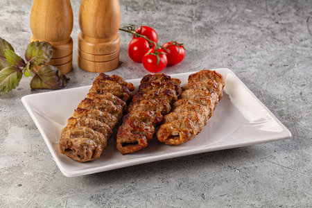 Grilled hot kebab minced meat barbecue