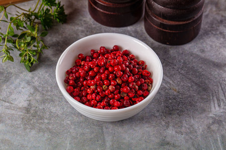 Dry pink pepper corn spice aroma seasoning