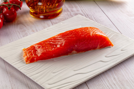 Salted salmon fish fillet piece snack