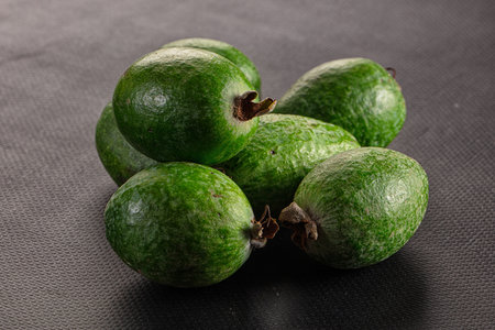 Fresh sweet juicy green exotic feijoa fruit