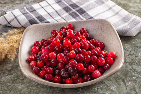 Sweet and sour fresh cranberry in the bowl