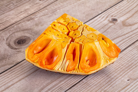 Ripe sweet juicy tropical exotic jackfruit cutの写真素材