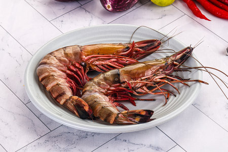 Raw fresh Jumbo king tiger prawns