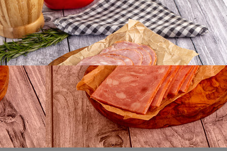 Sliced porjk ham over boat for breakfast