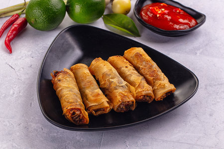 Stuffed Vietnamese Nem roll with meat and vegetables