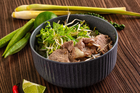Vietnamese traditional pho bo soup with beef